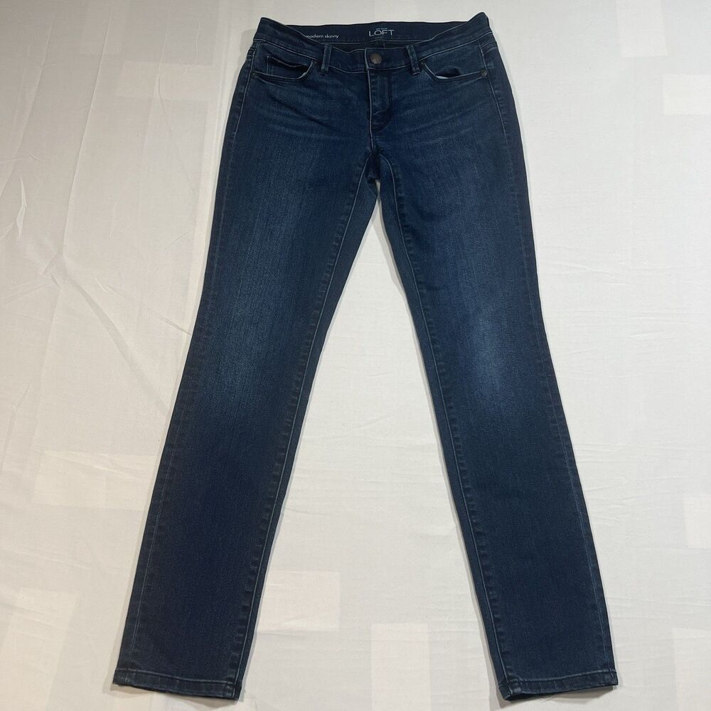 LOFT Ann Taylor Modern Skinny Jeans 26/2 Dark Wash Blue Stretch Slim Denim Pants